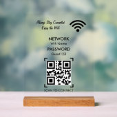 Wifi-netwerk met QR-code en aangepaste tekst voor Acryl Bord (Neutraal)