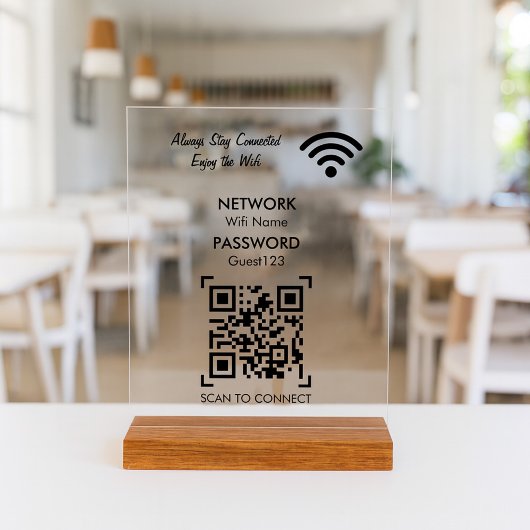 Wifi-netwerk met QR-code en aangepaste tekst voor Acryl Bord