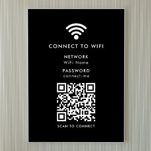 WiFi-netwerk   QR Code Internet Password Black Poster