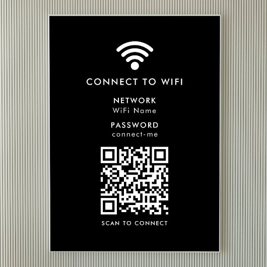 WiFi-netwerk | QR Code Internet Password Black Poster