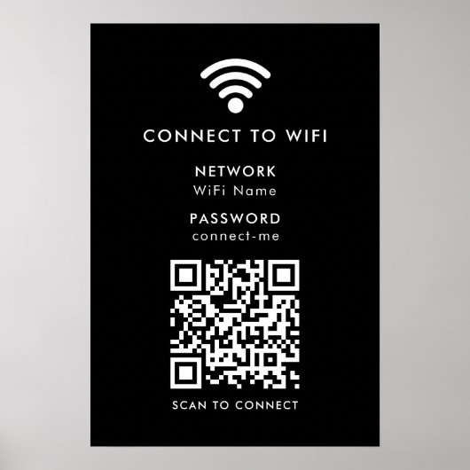 WiFi-netwerk | QR Code Internet Password Black Poster (Voorkant)