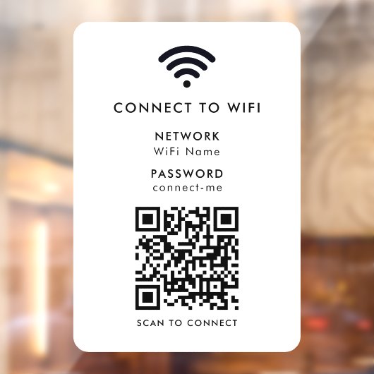 WiFi-netwerk | QR Code Internet Password White Raamsticker (Vel 2)