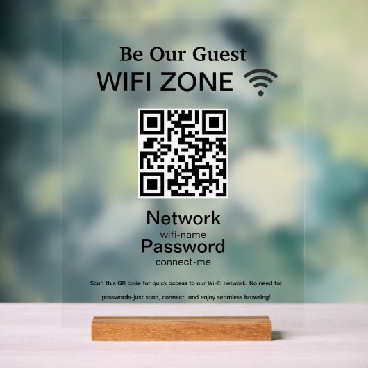 Wifi Netwerk | QR Code Internet Scan om te Verbind Acryl Bord (Neutraal)