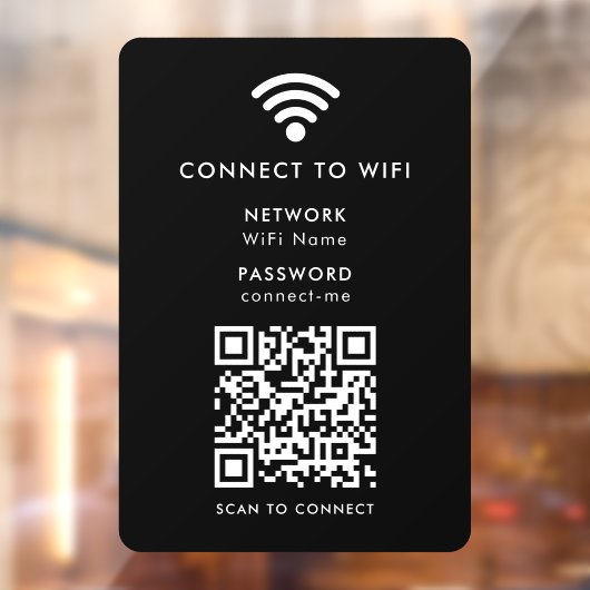 Wifi Netwerk | QR Code Internet Wachtwoord Zwart Raamsticker (Vel 2)