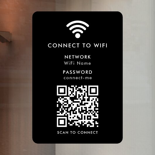 Wifi Netwerk | QR Code Internet Wachtwoord Zwart Raamsticker