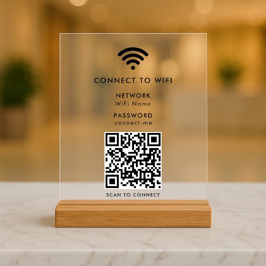 WiFi-netwerk | QR-code internetscan om verbinding  Acryl Bord