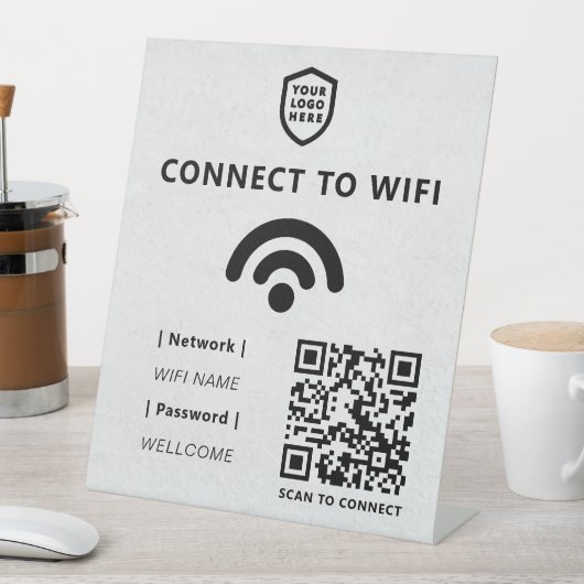 WiFi-netwerk | QR-code internetscan om verbinding Reclamebord Met Voetstuk (Insitu)