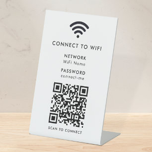 WiFi-netwerk   QR-code internetscan om verbinding  Reclamebord Met Voetstuk
