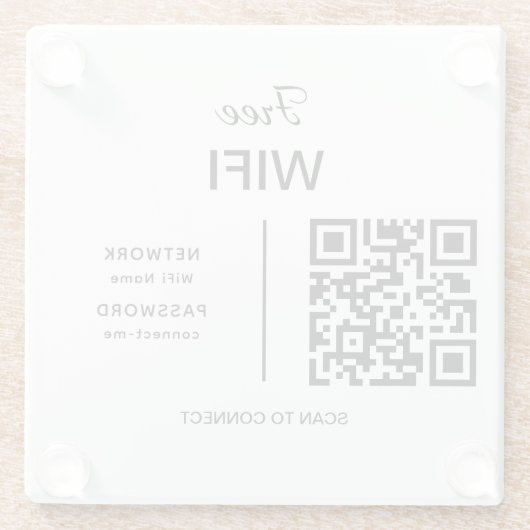 WiFi-netwerk QR Code Scan om moderne hotel te verb Glazen Onderzetter (Achterkant)