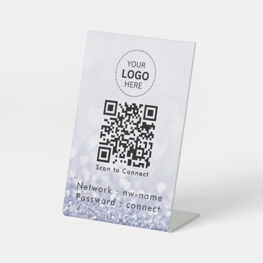 WiFi netwerk | QR-code scannen om verbinding te ma Reclamebord Met Voetstuk (Voorkant)
