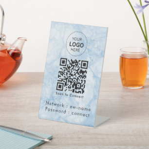 WiFi netwerk   QR-code scannen om verbinding te ma Reclamebord Met Voetstuk