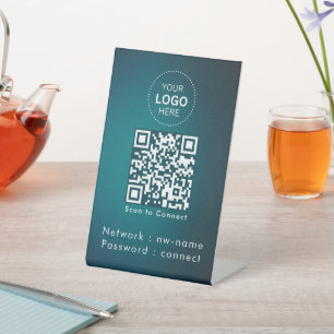 WiFi netwerk QR-code scannen om verbinding te ma Reclamebord Met Voetstuk