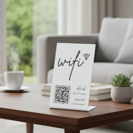 Wifi Netwerk QR Code Wit Moderne Zakelijk Reclamebord Met Voetstuk