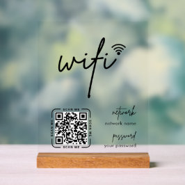 Wifi Netwerk QR Code Wit Moderne Zakelijke Acryl Bord