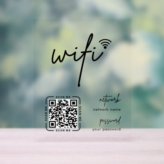 Wifi Netwerk QR Code Wit Moderne Zakelijkheid Acryl Bord (Neutraal)