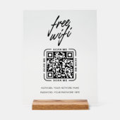 Wifi Netwerk QR Code Zwart Modern Zakelijk Acryl Bord (Voorkant)