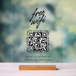 Wifi Netwerk QR Code Zwart Modern Zakelijk Acryl Bord