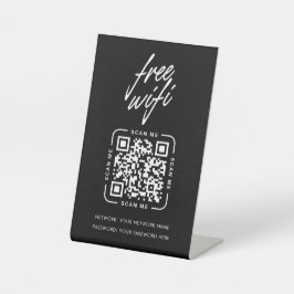Wifi Netwerk QR Code Zwart Modern Zakelijk Reclamebord Met Voetstuk