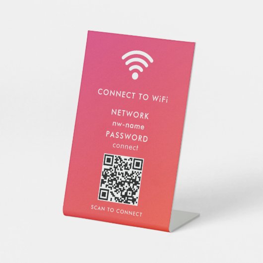 WiFi-netwerk Scan QR-code om verbinding te maken m Reclamebord Met Voetstuk (Voorkant)
