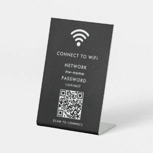 WiFi-netwerk Scan QR-code om verbinding te maken m Reclamebord Met Voetstuk
