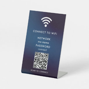 WiFi-netwerk Scan QR-code om verbinding te maken m Reclamebord Met Voetstuk
