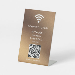 WiFi-netwerk Scan QR-code om verbinding te maken m Reclamebord Met Voetstuk