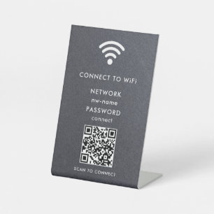 WiFi-netwerk Scan QR-code om verbinding te maken m Reclamebord Met Voetstuk