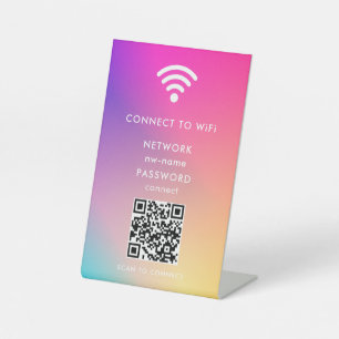 WiFi-netwerk Scan QR-code om verbinding te maken m Reclamebord Met Voetstuk