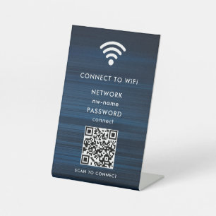 WiFi-netwerk Scan QR-code om verbinding te maken m Reclamebord Met Voetstuk