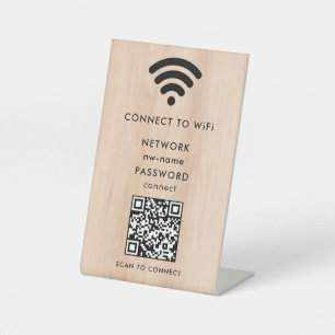 WiFi-netwerk Scan QR-code om verbinding te maken m Reclamebord Met Voetstuk