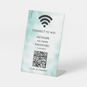 WiFi-netwerk Scan QR-code om verbinding te maken m Reclamebord Met Voetstuk