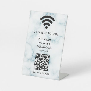 WiFi-netwerk Scan QR-code om verbinding te maken m Reclamebord Met Voetstuk