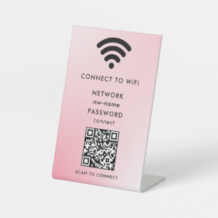 WiFi-netwerk Scan QR-code om verbinding te maken m Reclamebord Met Voetstuk