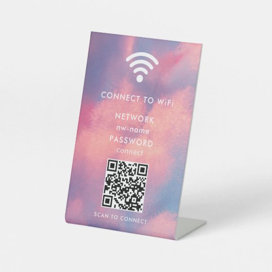 WiFi-netwerk scan QR-code om verbinding te maken m Reclamebord Met Voetstuk (Voorkant)