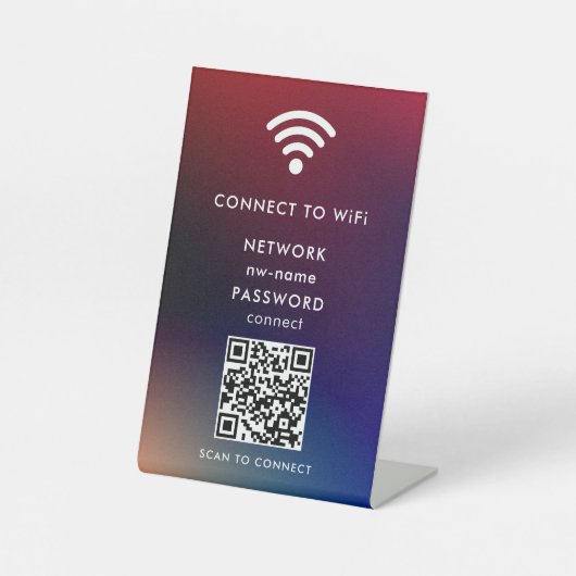 WiFi-netwerk Scan QR-code om verbinding te maken m Reclamebord Met Voetstuk (Voorkant)