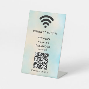 WiFi-netwerk Scan QR-code om verbinding te maken m Reclamebord Met Voetstuk