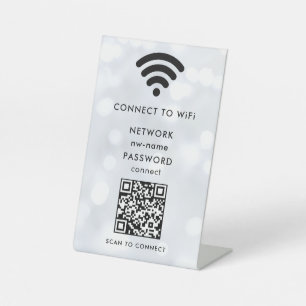 WiFi-netwerk Scan QR-code om verbinding te maken m Reclamebord Met Voetstuk