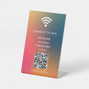 WiFi-netwerk Scan QR-code om verbinding te maken m Reclamebord Met Voetstuk