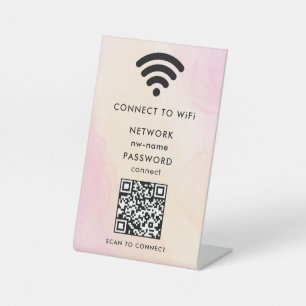 WiFi-netwerk Scan QR-code om verbinding te maken m Reclamebord Met Voetstuk