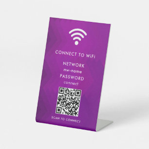 WiFi-netwerk Scan QR-code om verbinding te maken m Reclamebord Met Voetstuk