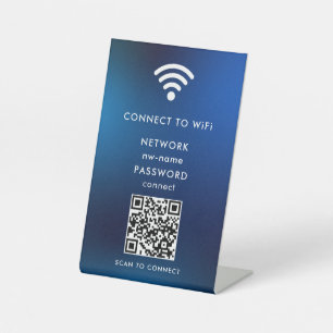 WiFi-netwerk Scan QR-code om verbinding te maken m Reclamebord Met Voetstuk