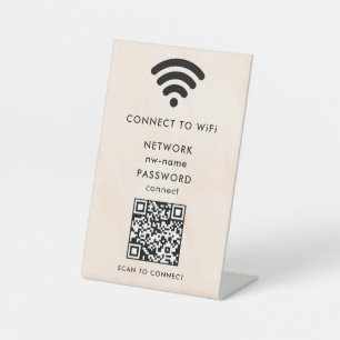 WiFi-netwerk Scan QR-code om verbinding te maken m Reclamebord Met Voetstuk