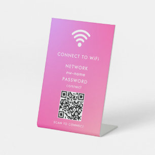 WiFi-netwerk Scan QR-code om verbinding te maken m Reclamebord Met Voetstuk