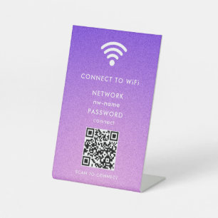 WiFi-netwerk Scan QR-code om verbinding te maken m Reclamebord Met Voetstuk
