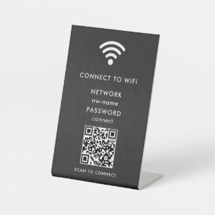 WiFi-netwerk Scan QR-code om verbinding te maken m Reclamebord Met Voetstuk