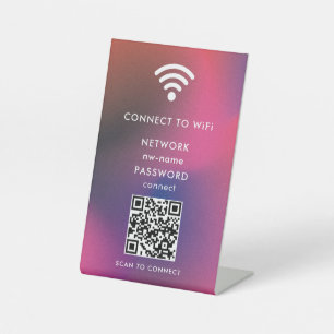 WiFi-netwerk Scan QR-code om verbinding te maken m Reclamebord Met Voetstuk