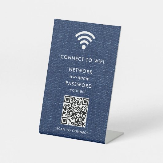 WiFi-netwerk Scan QR-code om verbinding te maken m Reclamebord Met Voetstuk (Voorkant)