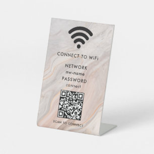 WiFi-netwerk Scan QR-code om verbinding te maken m Reclamebord Met Voetstuk