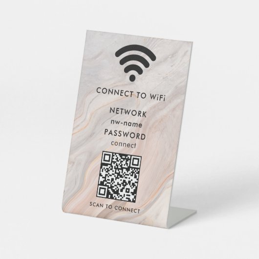 WiFi-netwerk Scan QR-code om verbinding te maken m Reclamebord Met Voetstuk (Voorkant)