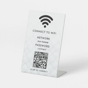 WiFi-netwerk Scan QR-code om verbinding te maken m Reclamebord Met Voetstuk